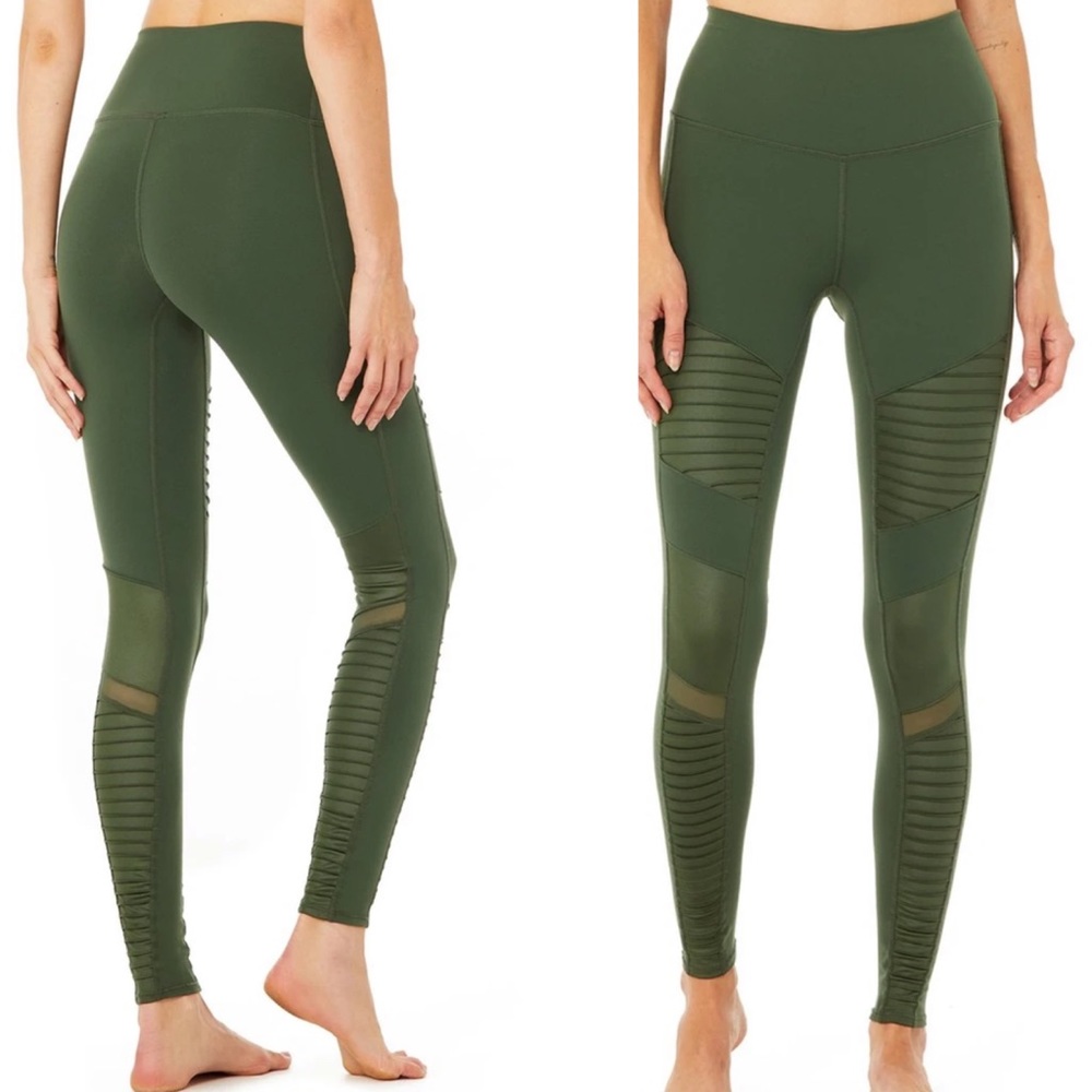 Forest Green High-Waist Alo Yoga Moto Leggings